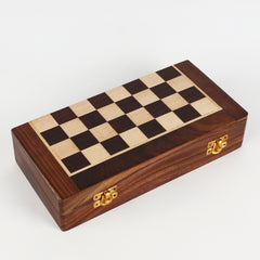 INUS Handcrafted Wooden Chess Set with Magnetic Board - Folding Storage Case, Premium Chess Pieces, Gift for Chess Lovers Adults & Kids - 10x10x3inch