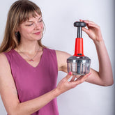 INUS 2-in-1 Vegetable and Fruit Chopper Manual Hand-Press Push Chopper for Efficient Cutting of Onions, Salads, Tomatoes, and Potatoes. Features a Large with an Easy Push and Close Button - 600ml