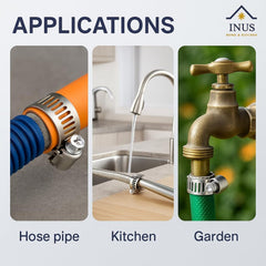 INUS Stainless Steel Gas pipe clamp Adjustable Gas Pipe Hose Pipe Clamps (Safety Clips) Pack of 6