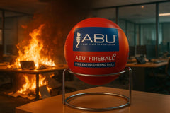 INUS Abu Fire Extinguisher Ball Standard Size - (152 mm Diameter), (with Steel Stand), Fire Safety Effective Ball for Office, School, Warehouse, Home (12)