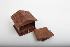 INUS Antique HUT Design Coasters Set of 6 for Tea Cups Coffee Mugs Beer Cans Bar Tumblers and Water Glasses, Diwali Gift (Authentic Handmade) - Sheshaam Wood