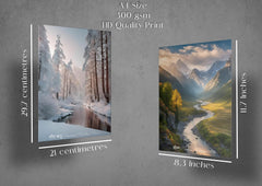 INUS Four seasons, English, Hindi, Spanish, French (Autumn, Summers, Winters, Spring) Wall Abstract Posters, A4 300GSM with Double Sided Tape and Free Stickers - (30 cm x 21 cm x 0.2 cm)(Pack of 4)