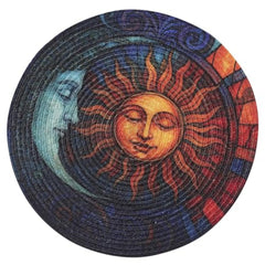 INUS 15" Reversible Cotton Dining Table Placemats & Coaster Washable Round Table Mat for Hot Pots, Plates & Pans Eco-Friendly Handmade Rib Style Pack of 6 (Tree Design)