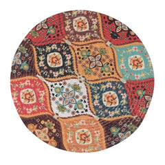 INUS 15" Reversible Cotton Dining Table Placemats & Coaster Washable Round Table Mat for Hot Pots, Plates & Pans Eco-Friendly Handmade Rib Style Pack of 1 (Abstract)