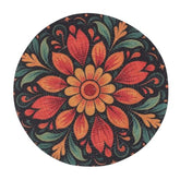 INUS 15" Reversible Cotton Dining Table Placemats & Coaster   Washable Round Table Mat for Hot Pots, Plates & Pans   Eco-Friendly Handmade Rib Style   Pack of 6 (Abstract Design)