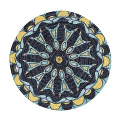 INUS 15" Reversible Cotton Dining Table Placemats & Coaster Washable Round Table Mat for Hot Pots, Plates & Pans Eco-Friendly Handmade Rib Style Pack of 6 (Abstract)