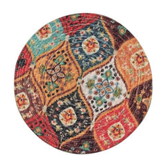 INUS 15" Reversible Cotton Dining Table Placemats & Coaster Washable Round Table Mat for Hot Pots, Plates & Pans Eco-Friendly Handmade Rib Style Pack of 6 (Abstract)