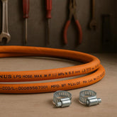 INUS Ready to Use Reinforced LPG Rubber Hose PipeLeak Proof, Made With Reinforced Steel Wire Flame Resistant Design Perfect for Gas Stove with Durable Clamp 1.5m