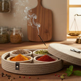 INUS Dry Fruit Jute Container Tray Set with Cotton Rope & Lid - Versatile Storage for Sweets, Chips, Diwali Gift Cookies & Snacks (Brown)