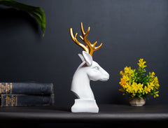INUS White Matte Poly Resin 'Lucky Deer Family' Showpiece Deer Statue Figurine for Home Decor Living Room Office Home - White