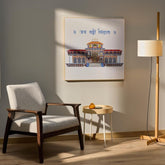 INUS Badrinath Temple Wall Art Exclusive Digitally Hand-Drawn Canvas Frame | Jai Badri Vishal | Premium Hindu Temple Decor Spiritual Gift for Home & Puja Room