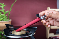 INUS Easy Grip Metal Regular Gas Lighters for Kitchen Use Gas Stove Lighter & Gas Stoves, Restaurants Maroon Long