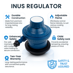 INUS Combo of Rubber Hose Pipe 1.5m and Kitchen Smart and Unique Regulator from Imported Korean Zinc, Adjustable Combo of 2