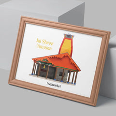 INUS Yamunotri Temple Canvas Wall Art   Jai Shree Yamune | Digitally Handcrafted Hindu Temple Illustration  | Puja Room & Spiritual Home DŽcor Gift