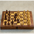 INUS Handcrafted Wooden Chess Set with Magnetic Board - Folding Storage Case, Premium Chess Pieces, Gift for Chess Lovers Adults & Kids - 10x10x3inch