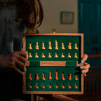 INUS Handcrafted Wooden Chess Set with Magnetic Board - Folding Storage Case, Premium Chess Pieces, Gift for Chess Lovers Adults & Kids - 10x10x3inch