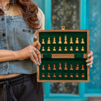 INUS Handcrafted Wooden Chess Set with Magnetic Board - Folding Storage Case, Premium Chess Pieces, Gift for Chess Lovers Adults & Kids - 10x10x3inch