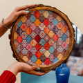 INUS Handcrafted Serving Tray Made of Mango Wood Brown Color Brass Fitted for Serving Coffee, Tea Cup, Snacks (Size 12"_8"_2.5" inch)