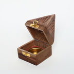 INUS Handcrafted Wooden Pyramid Incense Burner - Cone & Stick Holder with Brass Hardware, Traditional Dhoop Burner Box with Lid, Meditation Ash Catcher, Wedding Gift, Diwali Gift - 8x8x12cm