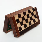 INUS Handcrafted Wooden Chess Set with Magnetic Board - Folding Storage Case, Premium Chess Pieces, Gift for Chess Lovers Adults & Kids - 10x10x3inch