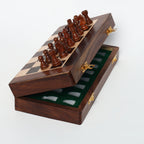 INUS Handcrafted Wooden Chess Set with Magnetic Board - Folding Storage Case, Premium Chess Pieces, Gift for Chess Lovers Adults & Kids - 10x10x3inch