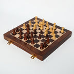 INUS Handcrafted Wooden Chess Set with Magnetic Board - Folding Storage Case, Premium Chess Pieces, Gift for Chess Lovers Adults & Kids - 10x10x3inch