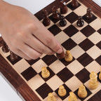 INUS Handcrafted Wooden Chess Set with Magnetic Board - Folding Storage Case, Premium Chess Pieces, Gift for Chess Lovers Adults & Kids - 10x10x3inch