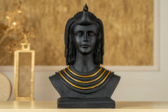 INUS CleoEternity Echoes of Egypt, CleoEternity Golden Golden Necklace with Bird, Resin Craft Home Desktop, Queen Bust Egyptian Decor (Golden with Black)