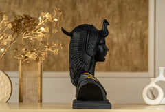 INUS CleoEternity Echoes of Egypt, CleoEternity Golden Golden Necklace with Bird, Resin Craft Home Desktop, Queen Bust Egyptian Decor (Golden with Black)