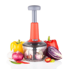 INUS 2-in-1 Vegetable and Fruit Chopper Manual Hand-Press Push Chopper for Efficient Cutting of Onions, Salads, Tomatoes, and Potatoes. Features a Large with an Easy Push and Close Button - 600ml