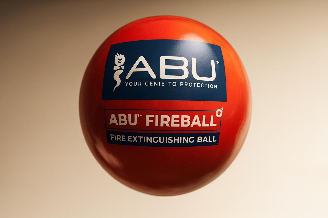 INUS Abu Fire Extinguisher Ball Standard Size - (152 mm Diameter), (with Steel Stand), Fire Safety Effective Ball for Office, School, Warehouse, Home (12)