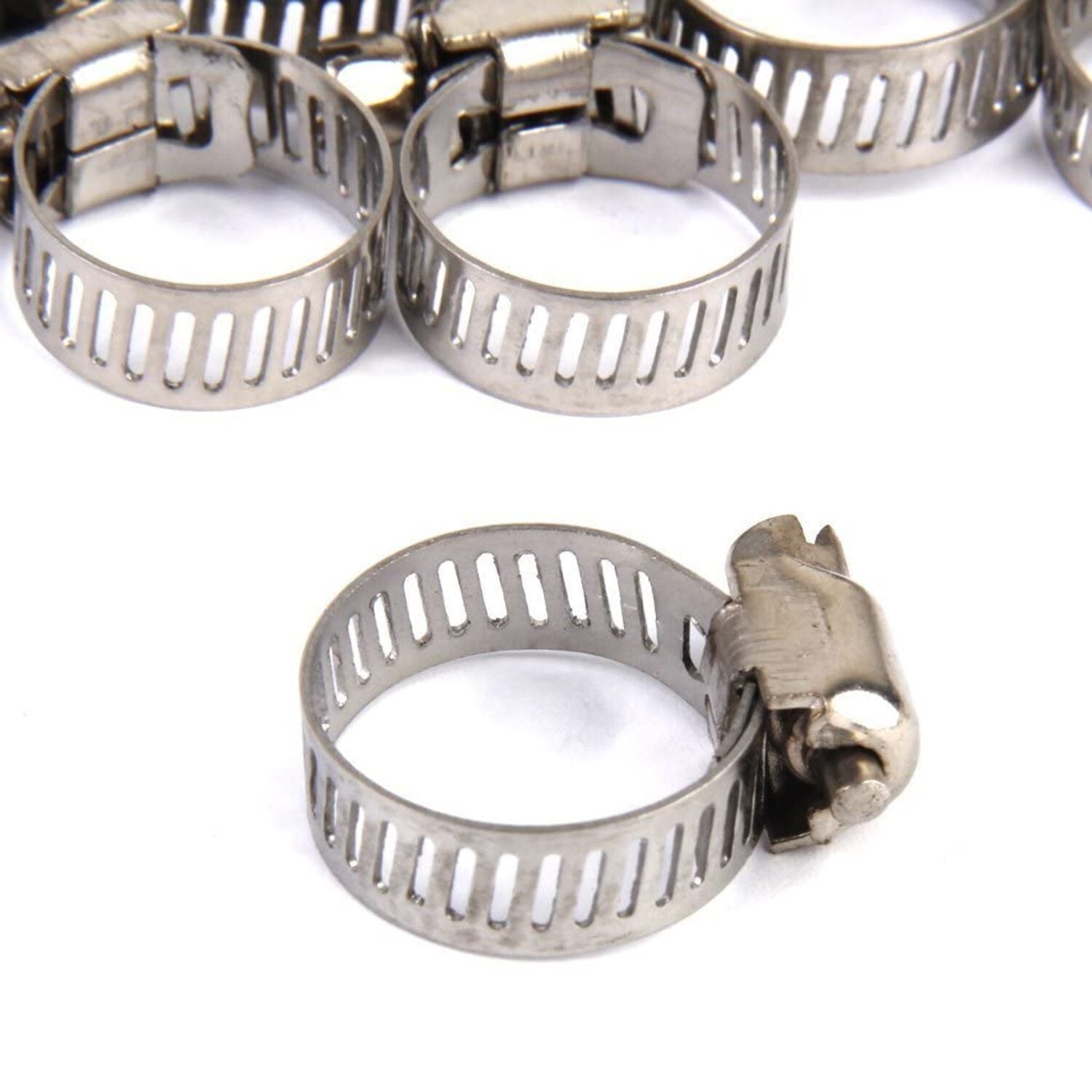 INUS Stainless Steel Gas pipe clamp Adjustable Gas Pipe Hose Pipe Clamps (Safety Clips) Pack of 6