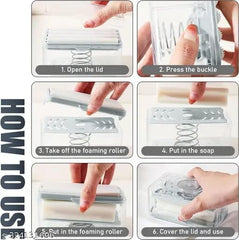 INUS Dispenser Case with Lid Having Roller Viral soap Roller Dispenser for Clothes soap Stand for Bathroom soap Box Cloth Brush for Washing Clothes, Easy Cloth Plastic Washing Soap Roller