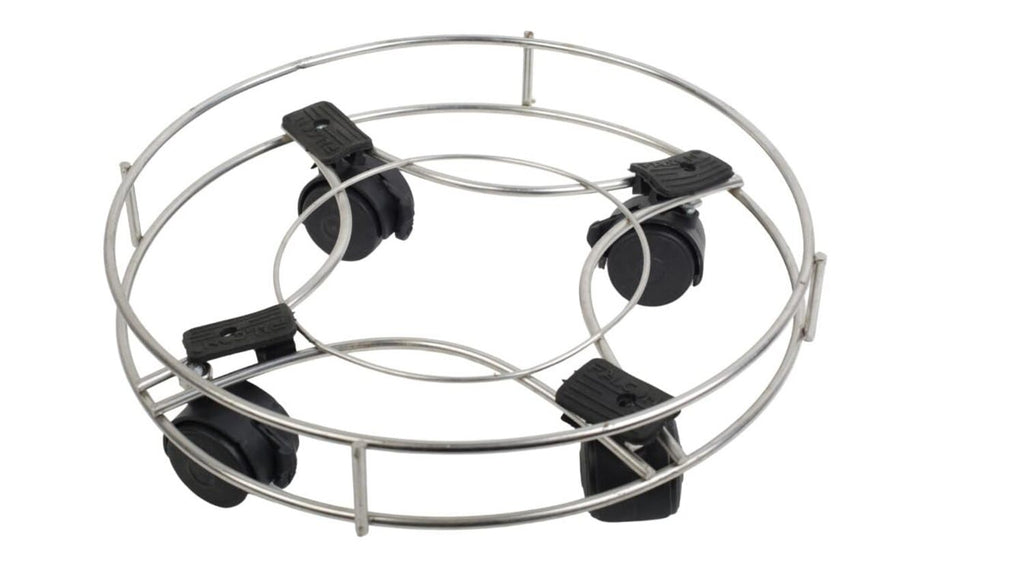 INUS Stainless Steel Cylinder Trolley with Wheels Gas Trolly, Lpg Cylinder Stand, Kitchen Gas Trolly Easy Moving Stand (Pack of 1)