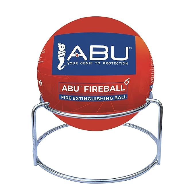 INUS Abu Fire Extinguisher Ball Standard Size - (152 mm Diameter), (with Steel Stand), Fire Safety Effective Ball for Office, School, Warehouse, Home (12)