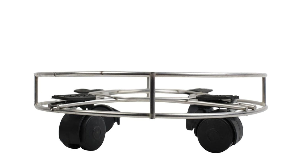 INUS Stainless Steel Cylinder Trolley with Wheels Gas Trolly, Lpg Cylinder Stand, Kitchen Gas Trolly Easy Moving Stand (Pack of 1)