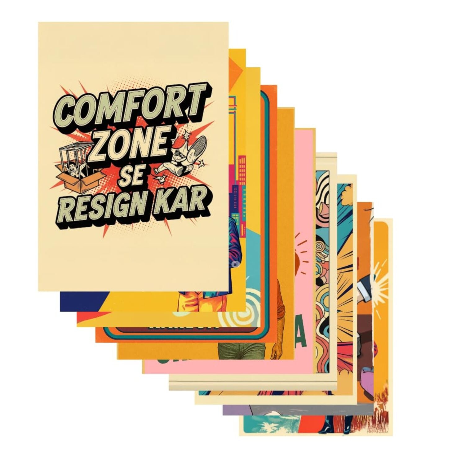 INUS Motivational, Uplifting Wall Abstract Posters, Inspiring A4 300GSM with and Free Stickers - (30 cm x 21 cm x 0.2 cm)(Pack of 10)