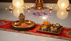 INUS Handcrafted Resin Wooden Enamel Coated Mango Wood Serving Tray - Round Wooden Yellow Mandala Design Natural Wood Decorative, Multipurpose Food Tray for Kitchen & Dining - 10 x 10x 1.5 Inch