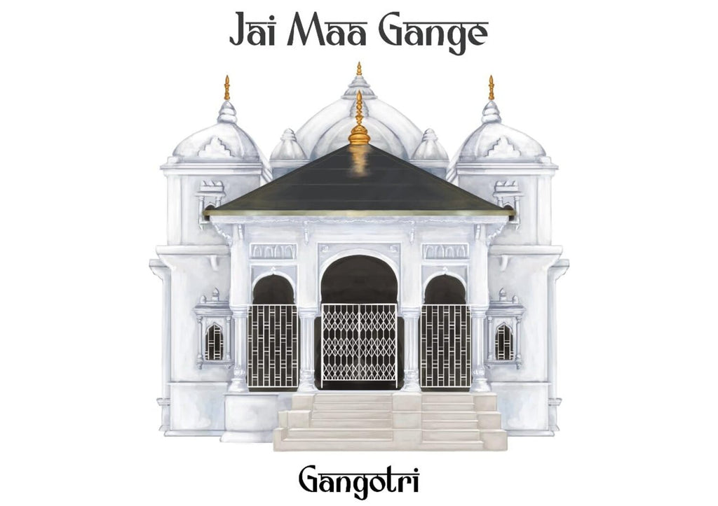 INUS Gangotri Temple Wall Art   Jai Maa Gange | Exclusive Canvas Frame | Digitally Hand-Drawn Hindu Temple Illustration | Spiritual Gift for Puja Room