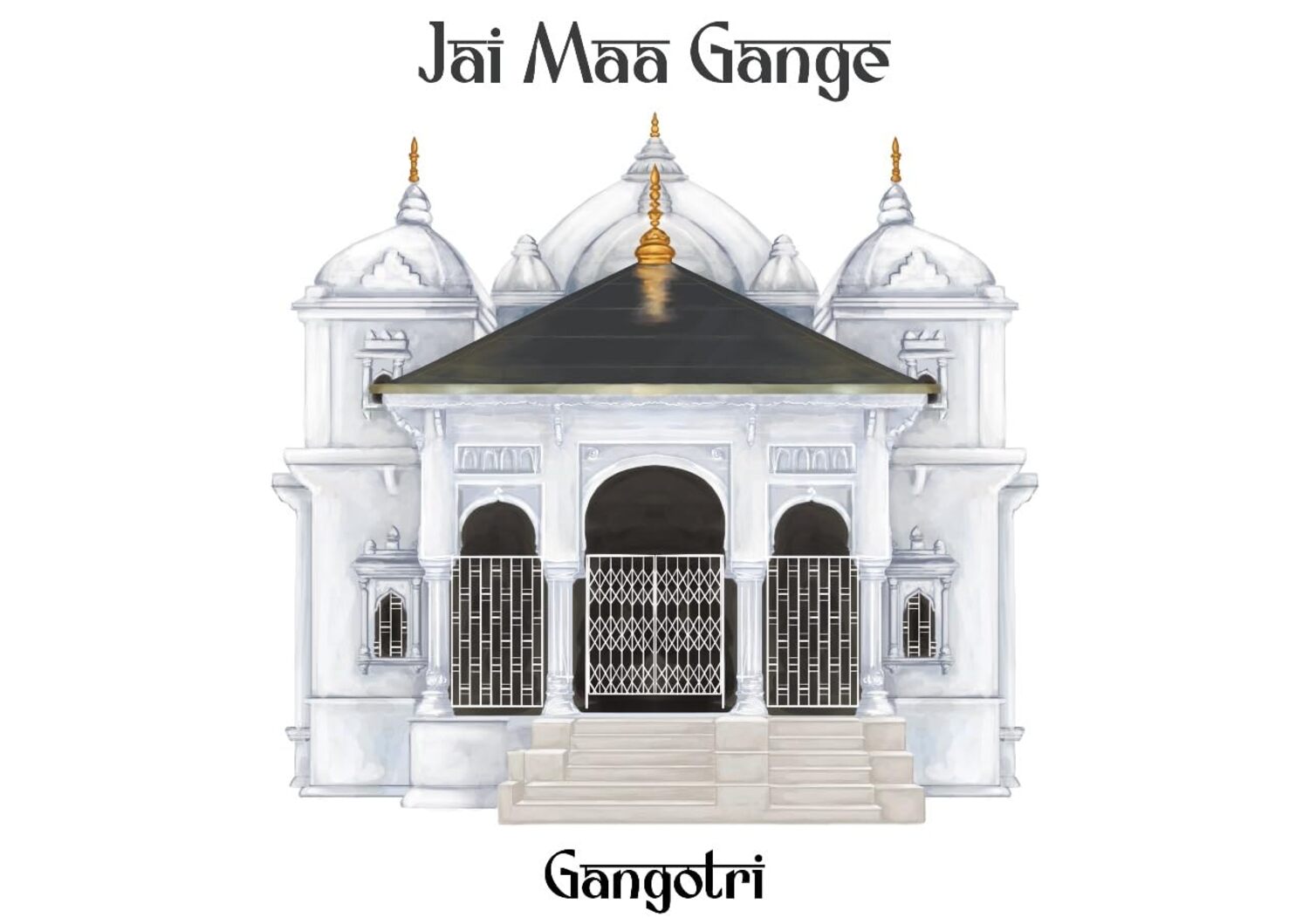 INUS Gangotri Temple Wall Art   Jai Maa Gange | Exclusive Canvas Frame | Digitally Hand-Drawn Hindu Temple Illustration | Spiritual Gift for Puja Room