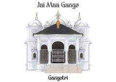 INUS Gangotri Temple Wall Art   Jai Maa Gange | Exclusive Canvas Frame | Digitally Hand-Drawn Hindu Temple Illustration | Spiritual Gift for Puja Room