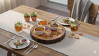 INUS Handcrafted Resin Wooden Enamel Coated Mango Wood Serving Tray - Round Wooden Yellow Mandala Design Natural Wood Decorative, Multipurpose Food Tray for Kitchen & Dining - 10 x 10x 1.5 Inch