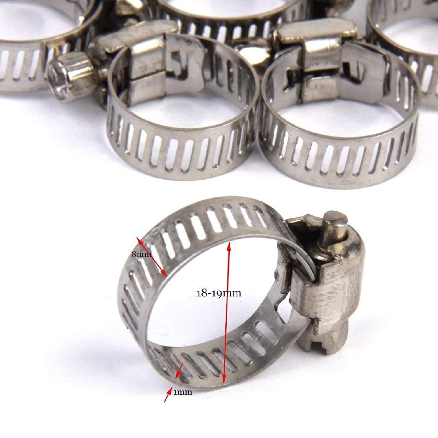 INUS Stainless Steel Gas pipe clamp Adjustable Gas Pipe Hose Pipe Clamps (Safety Clips) Pack of 6