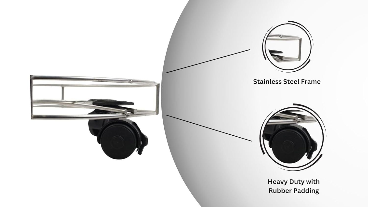 INUS Stainless Steel Cylinder Trolley with Wheels Gas Trolly, Lpg Cylinder Stand, Kitchen Gas Trolly Easy Moving Stand (Pack of 1)