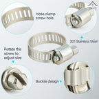 INUS Stainless Steel Gas pipe clamp Adjustable Gas Pipe Hose Pipe Clamps (Safety Clips) Pack of 6