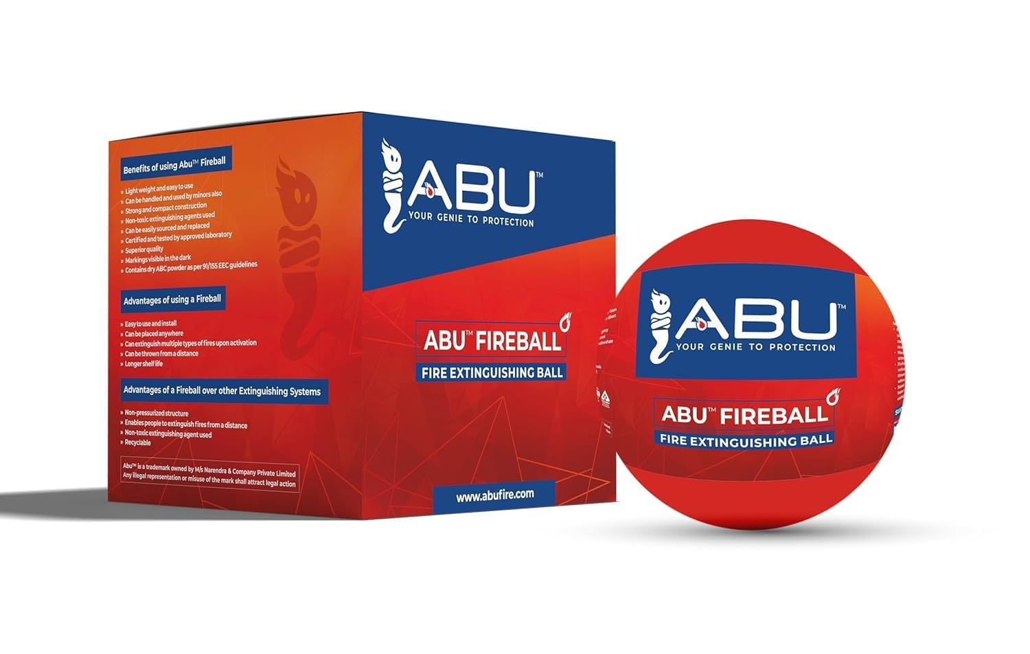 INUS Abu Fire Extinguisher Ball Standard Size - (152 mm Diameter), (with Steel Stand), Fire Safety Effective Ball for Office, School, Warehouse, Home (12)