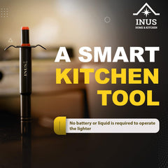 INUS Easy Grip Metal Regular Gas Lighters for Gas Stoves, Restaurants & Kitchen Use Small Pack of 2 (Color - Black )