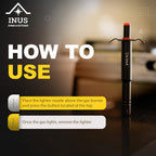 INUS Easy Grip Metal Regular Gas Lighters for Gas Stoves, Restaurants & Kitchen Use Small Pack of 2 (Color - Black )