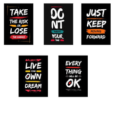 INUS Motivational, Uplifting, Empowering, Inspiring Wall Abstract Posters,A4 300GSM with comes with a built-in self-adhesive strip and Free Stickers - (30 cm x 21 cm x 0.2 cm)(Pack of 5)
