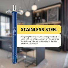 INUS Easy Grip Metal Regular Gas Lighters for Kitchen Use Gas Stove Lighter & Gas Stoves, Restaurants (Color - Blue - Long) Pack of 1